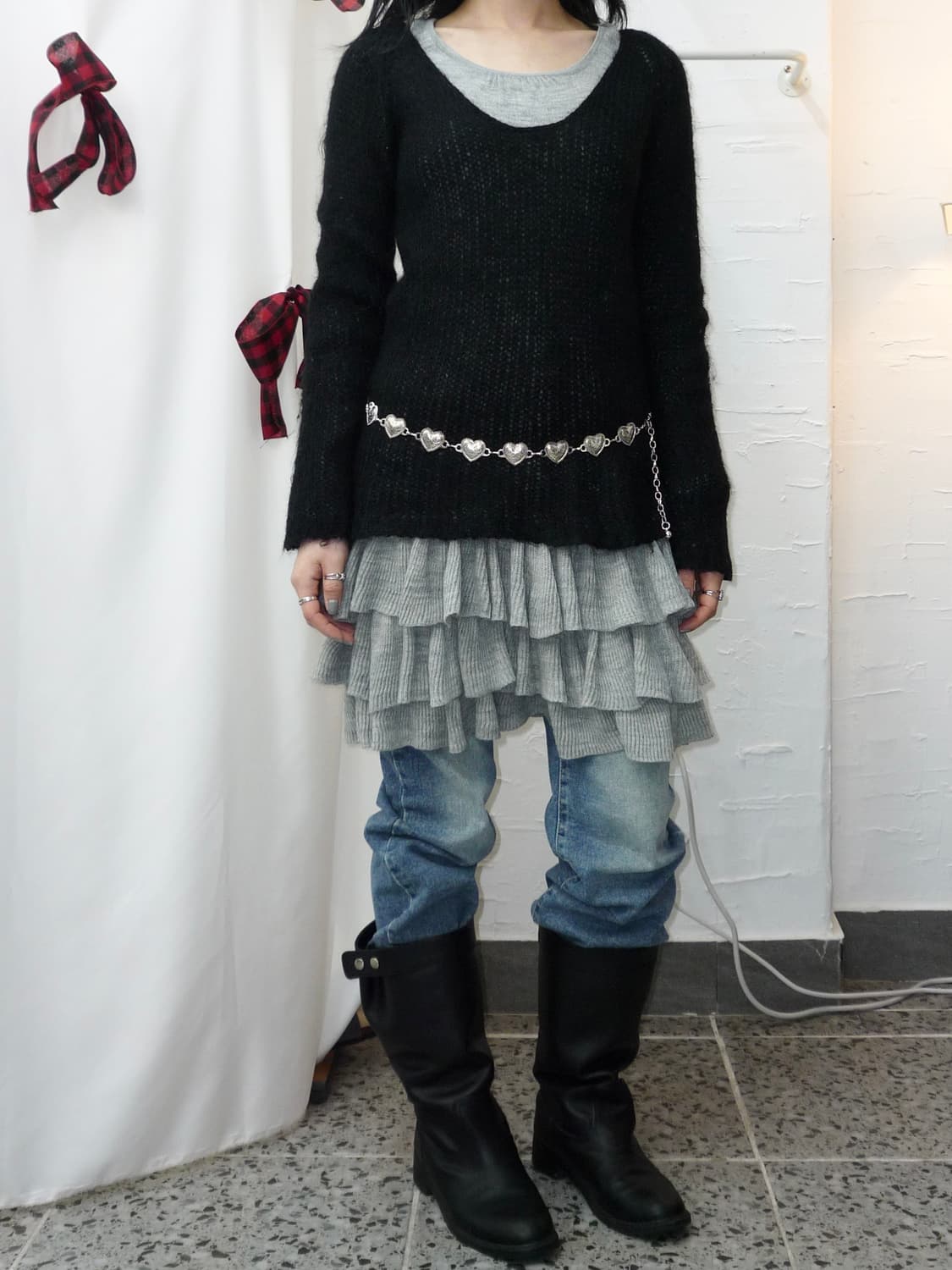 black deep v-neck knit 상품이미지2