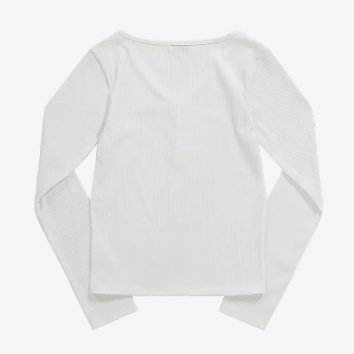 애즈온 WISH RIBBED BUTTON TEE / IVORY 상품이미지3