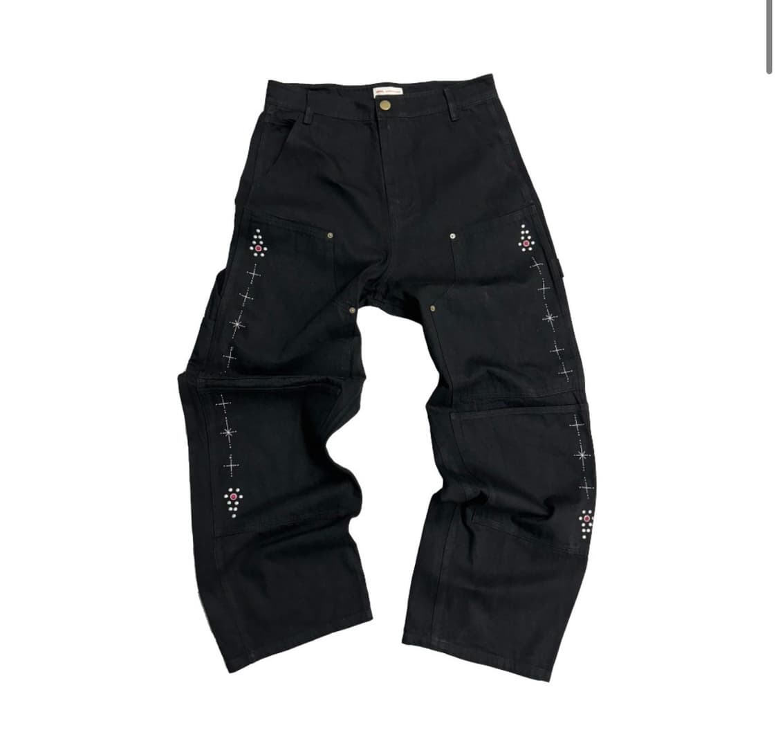 아오이로 페이크 스터드 커타드 더블니 팬츠 상품이미지1