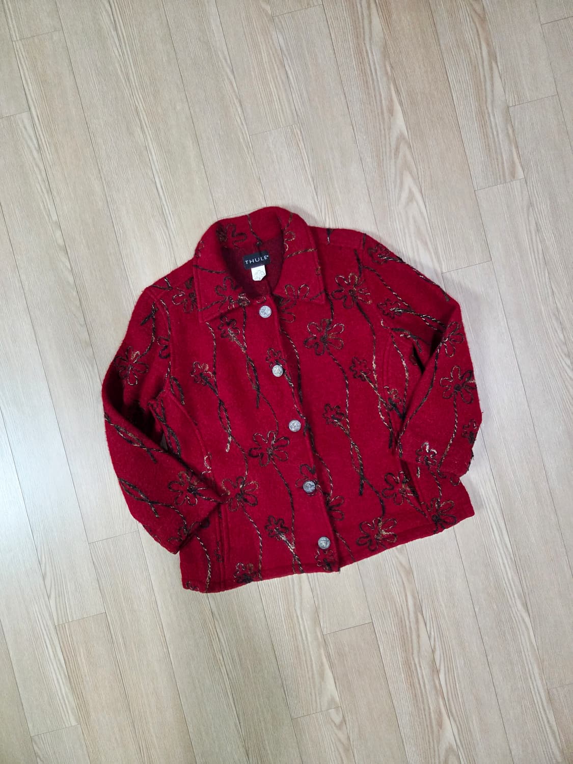 THULE 레드 플라워 패턴 울 재킷 상품이미지3