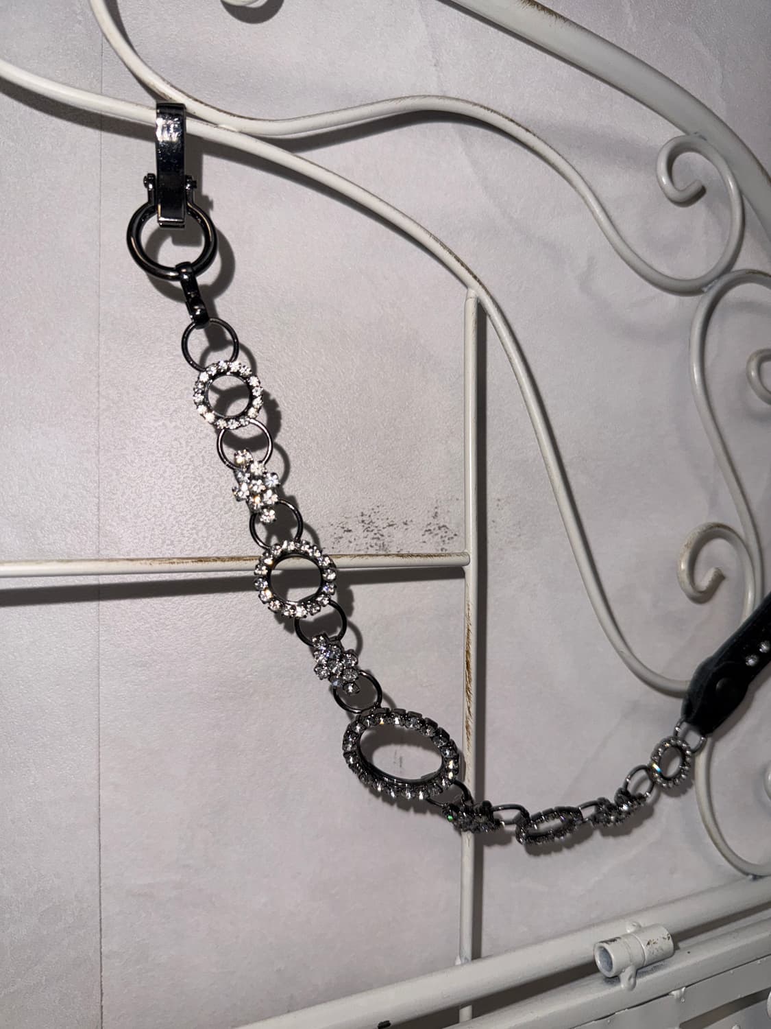 Black flower ring cubic chain belt 상품이미지2