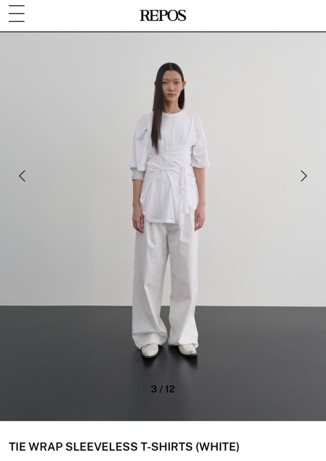 리포스 TIE WRAP SLEEVELESS T-SHIRTS (WHITE) 상품이미지1