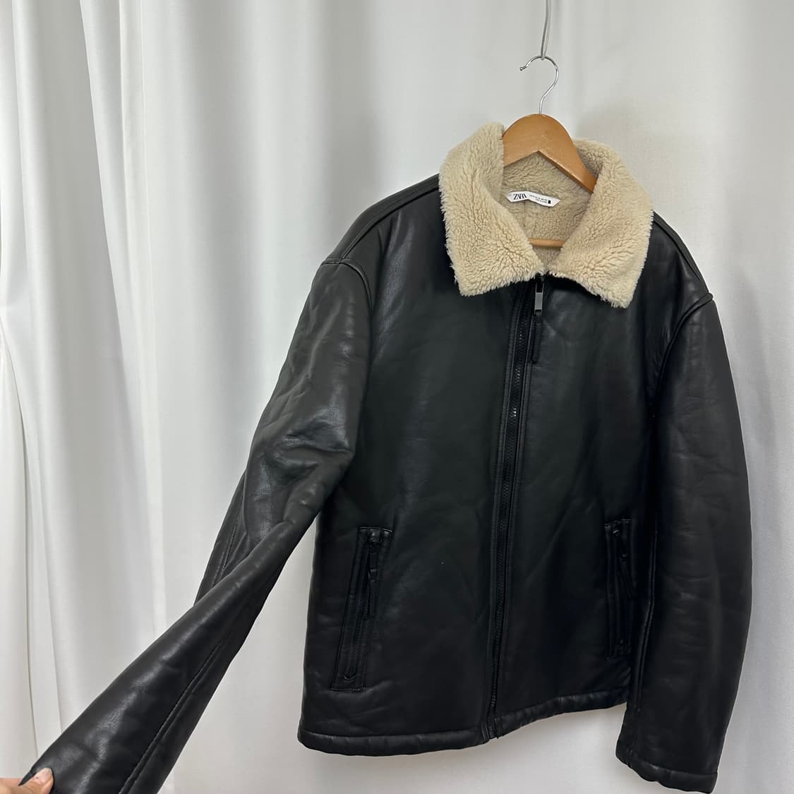 자라 남자 무스탕 도톰자켓 검정 빅사이즈 XL  EY 상품이미지3