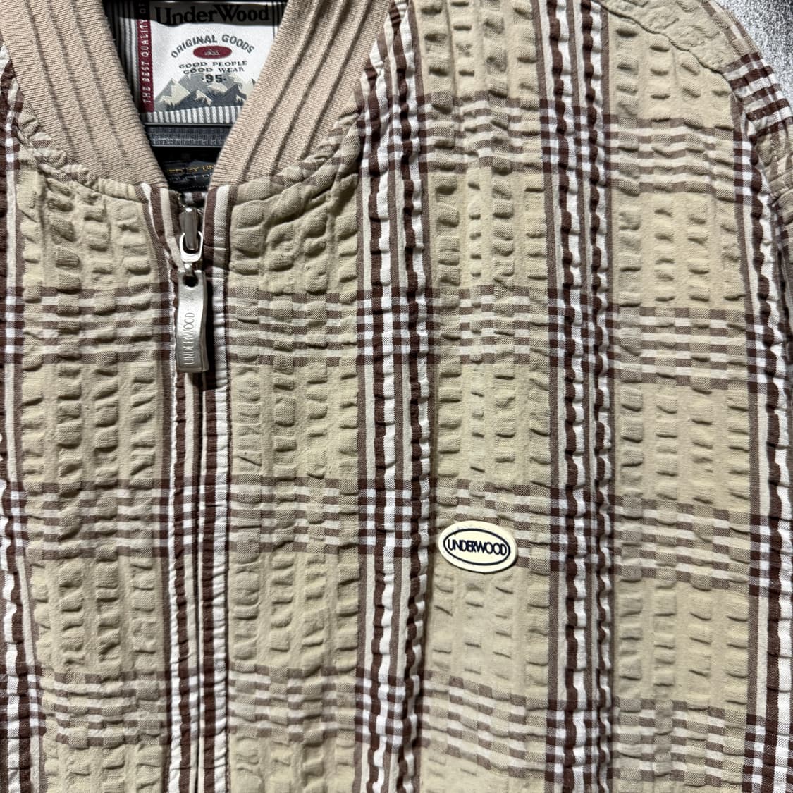 VTG 빈티지 노바 체크 입체 풀 패턴 집업 블루종 자켓 상품이미지5