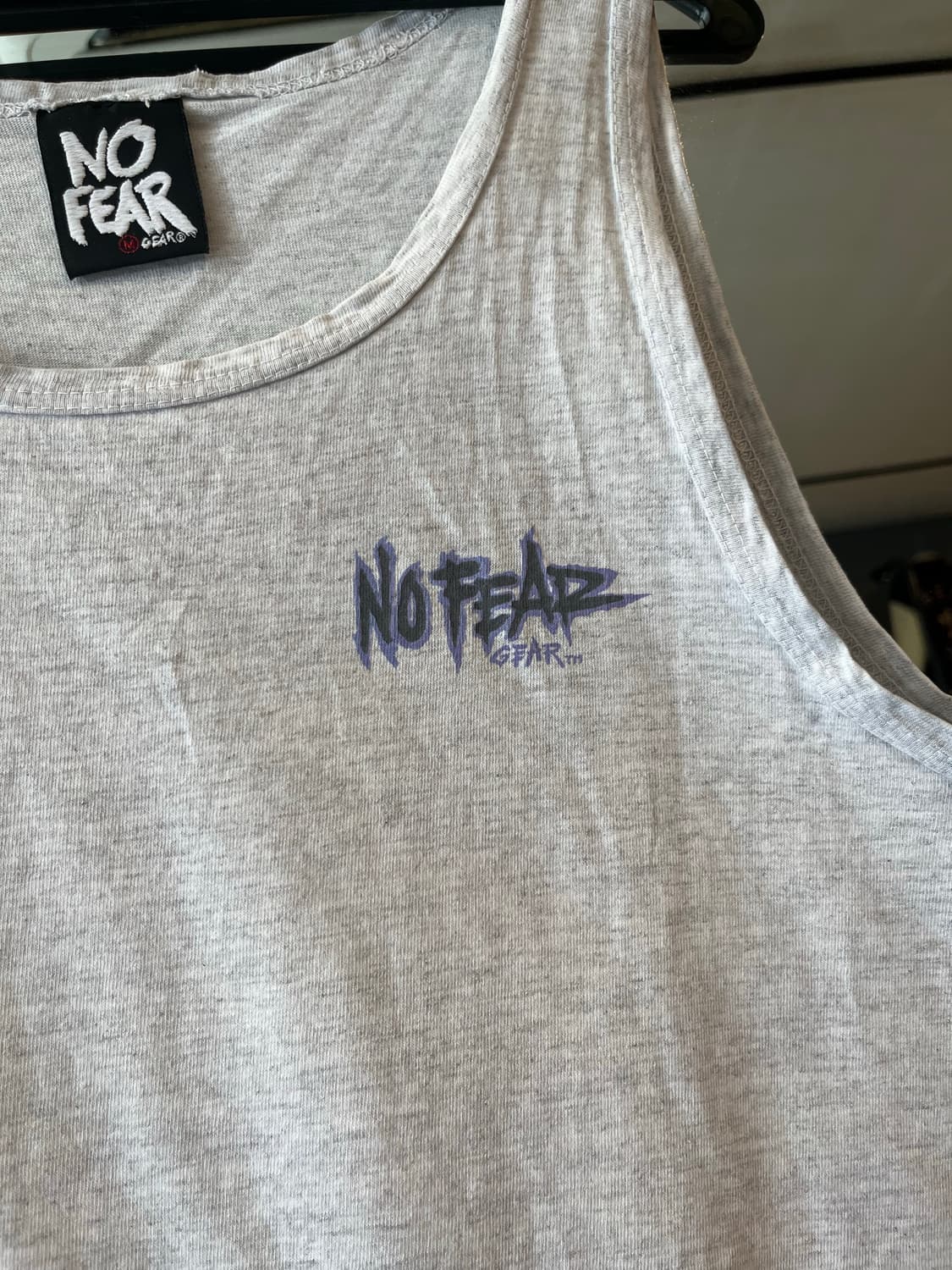 NO FEAR 그레이 멀티컬러 로고 빅프린팅 코튼 올드스쿨 슬리브리스 민 상품이미지2