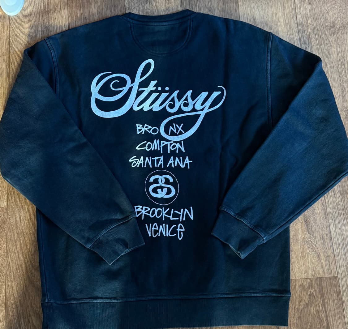 스투시 월드투어 크루넥 피그먼트 다이드 블랙 상품이미지2