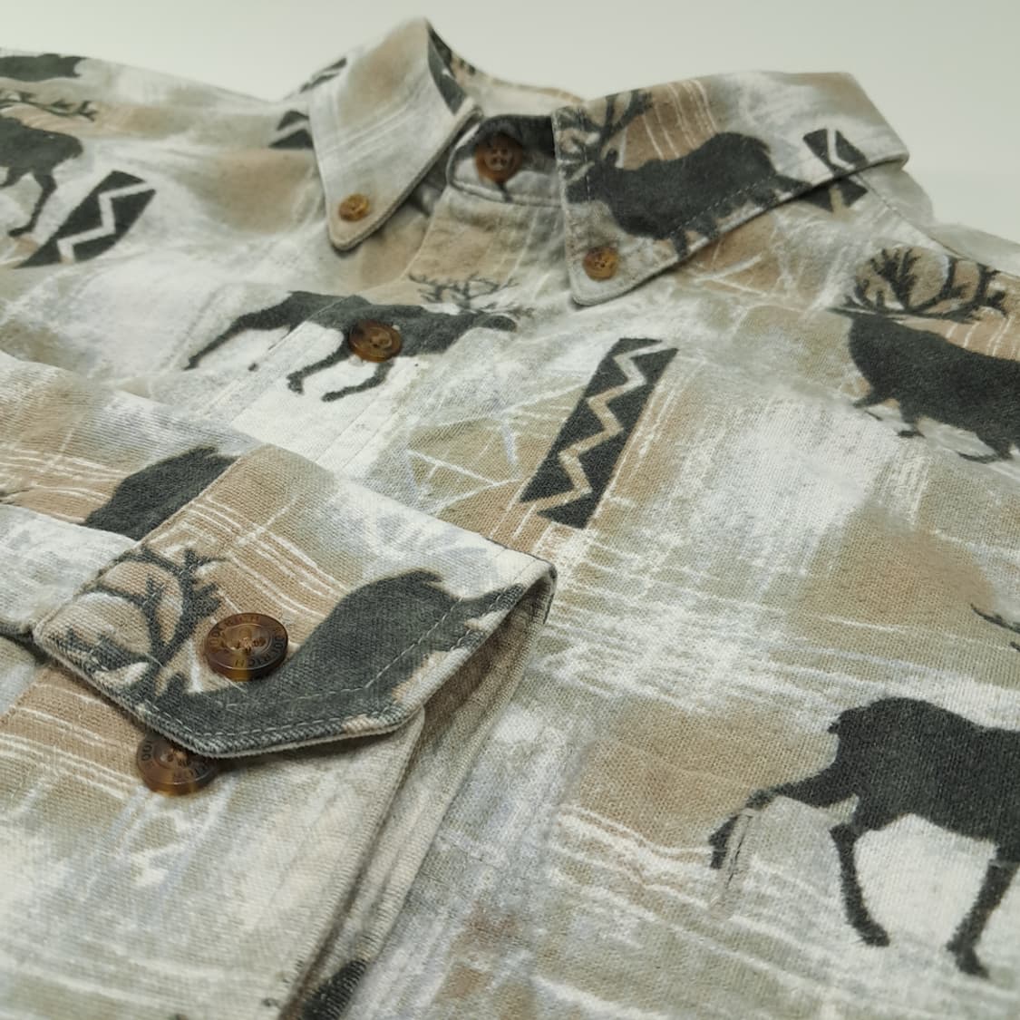 CL407 XL 울리치 00s 코튼 헌팅 플란넬 베이지 셔츠 남방 상품이미지4