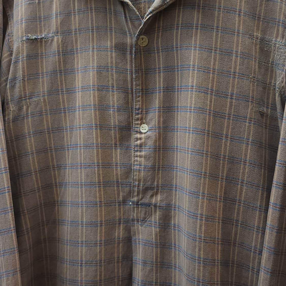 60s 프랑스 워크셔츠 가드너 빈티지 셔츠 라이트 퍼플 롱 튜닉 셔츠 L 상품이미지5