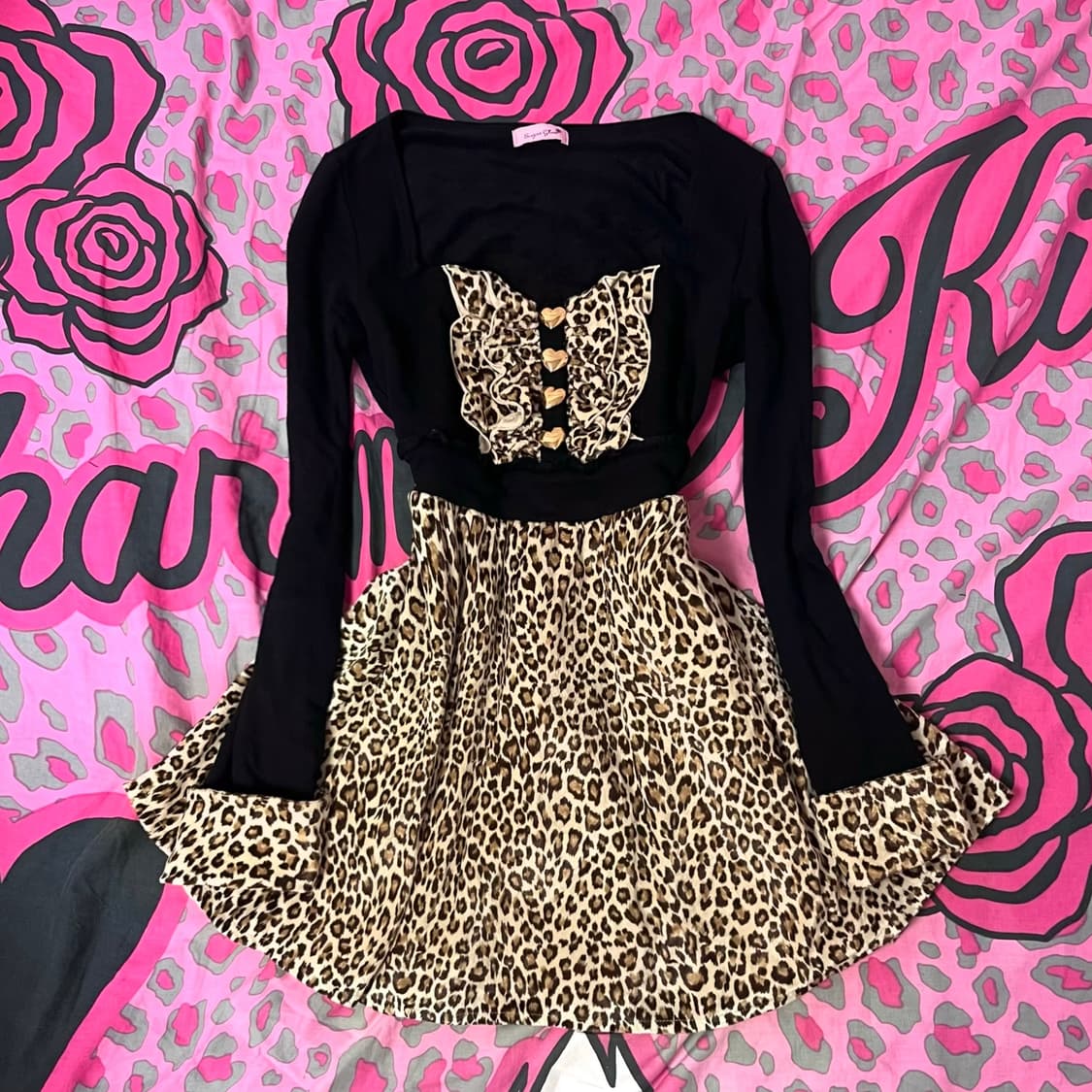 MA*RS마즈 레오파드 금장 프릴원피스 히메 오네갸루 핀터109일본빈티지 상품이미지1