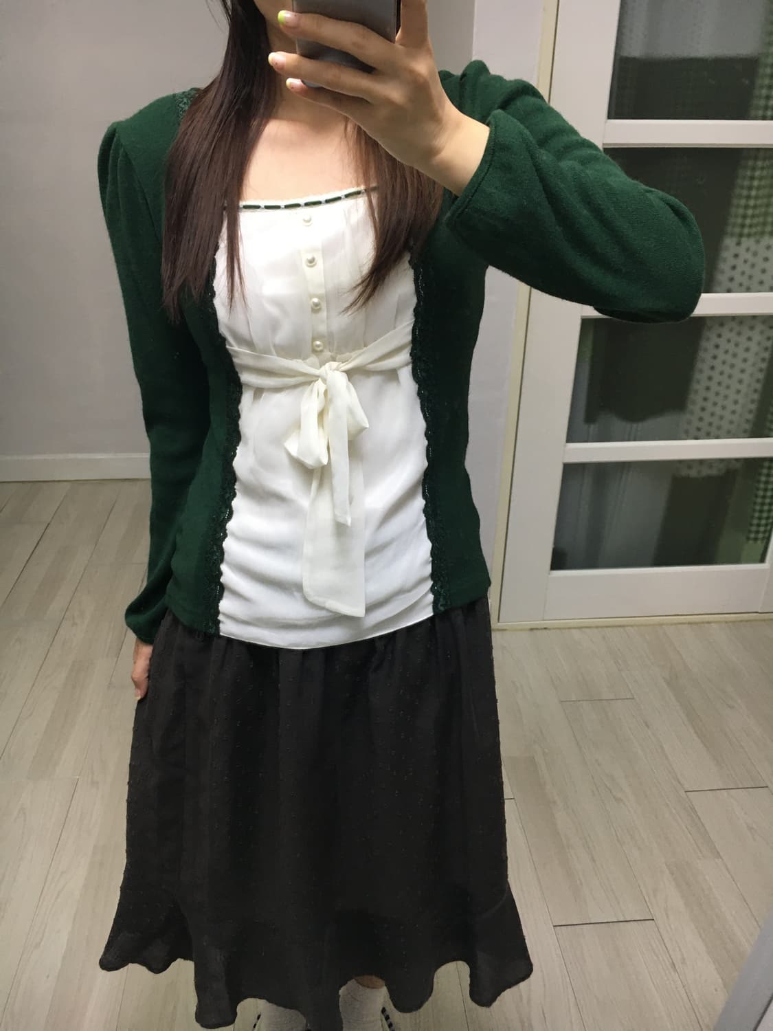 그린 레이어드 니트 블라우스 상품이미지3