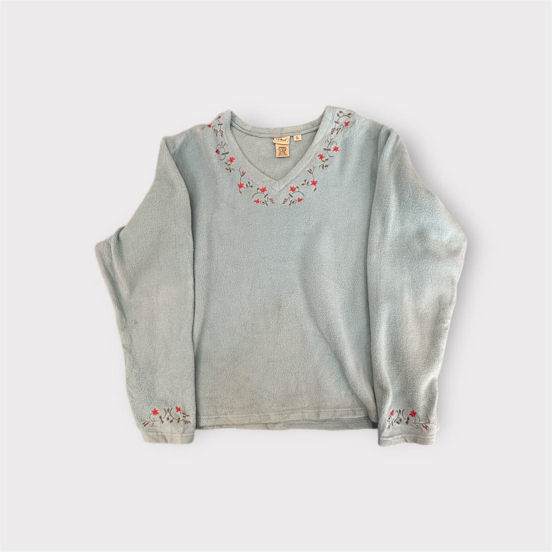 하늘색  꽃자수 LLBean 플리스 상품이미지1