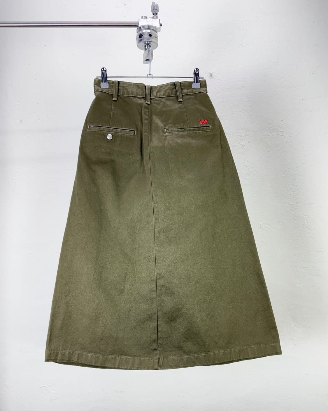 리 카키 롱 코튼 스커트 상품이미지6