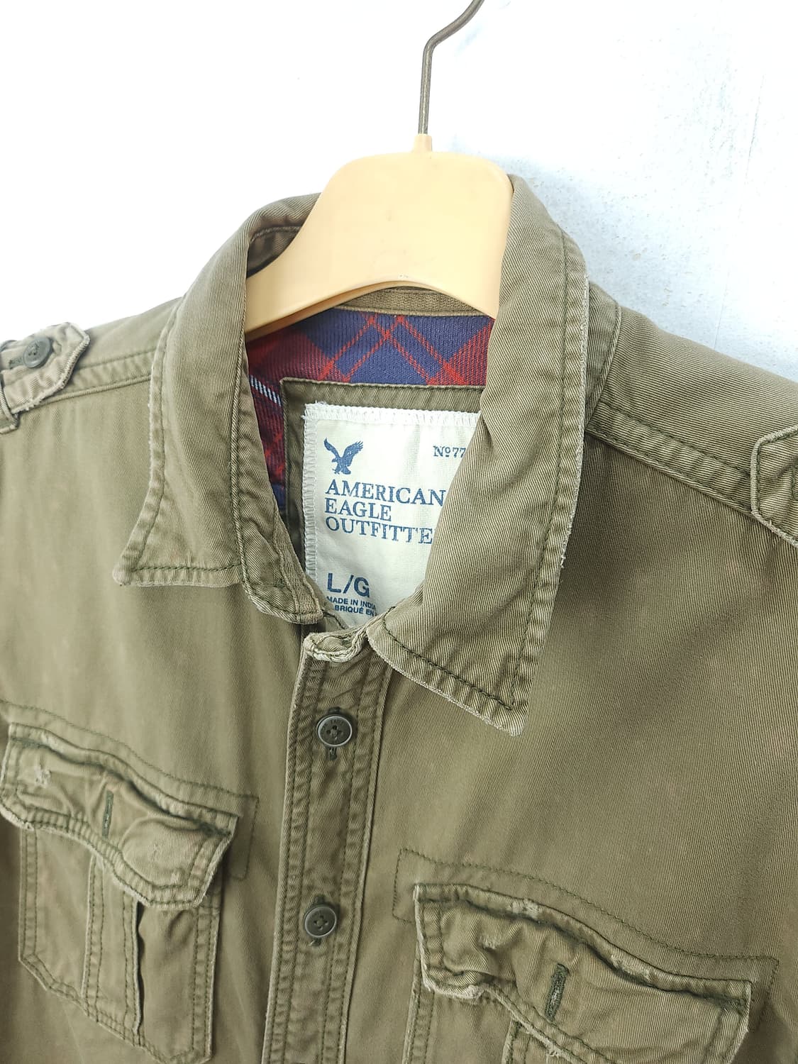 American Eagle 빈티지 카키 셔츠 100 L 상품이미지3