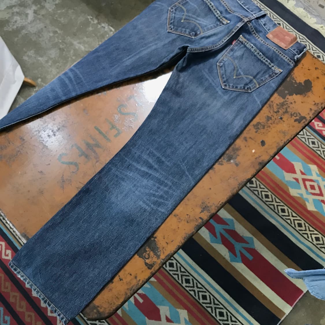 리바이스 523 다크 블루 워시드 데님 팬츠 허리 32 사이즈 상품이미지3