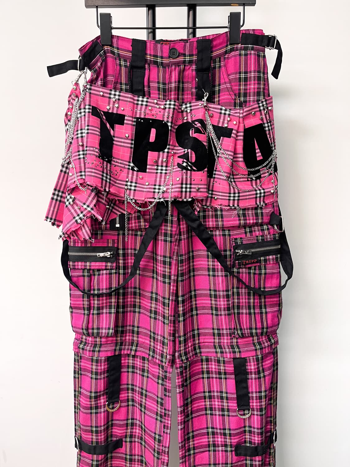 트립 Nyc 핑크 플래이드 카고 팬츠 상품이미지4