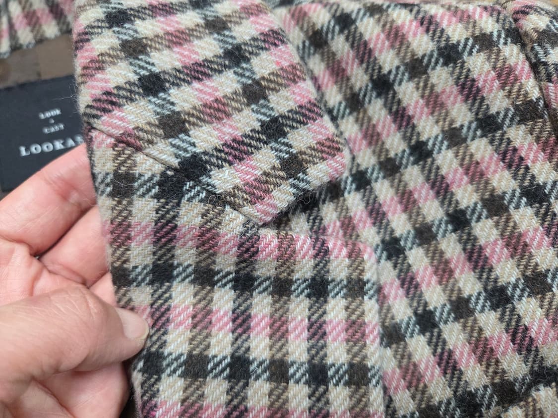 룩캐스트(LOOKCAST) 핑크 깅엄체크 울자켓 55-66 상품이미지5