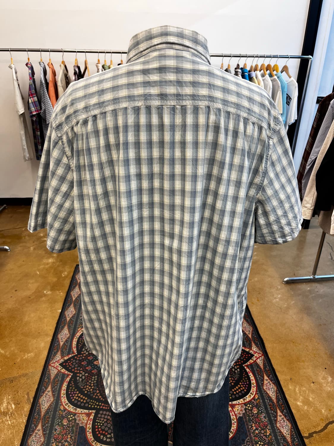 칼하트 코튼 체크 반팔 셔츠 블루 상품이미지5