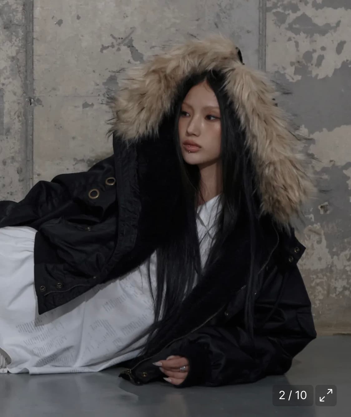 팬시클럽 아일렛 퍼 MA-1 (BLACK) 판매 상품이미지2