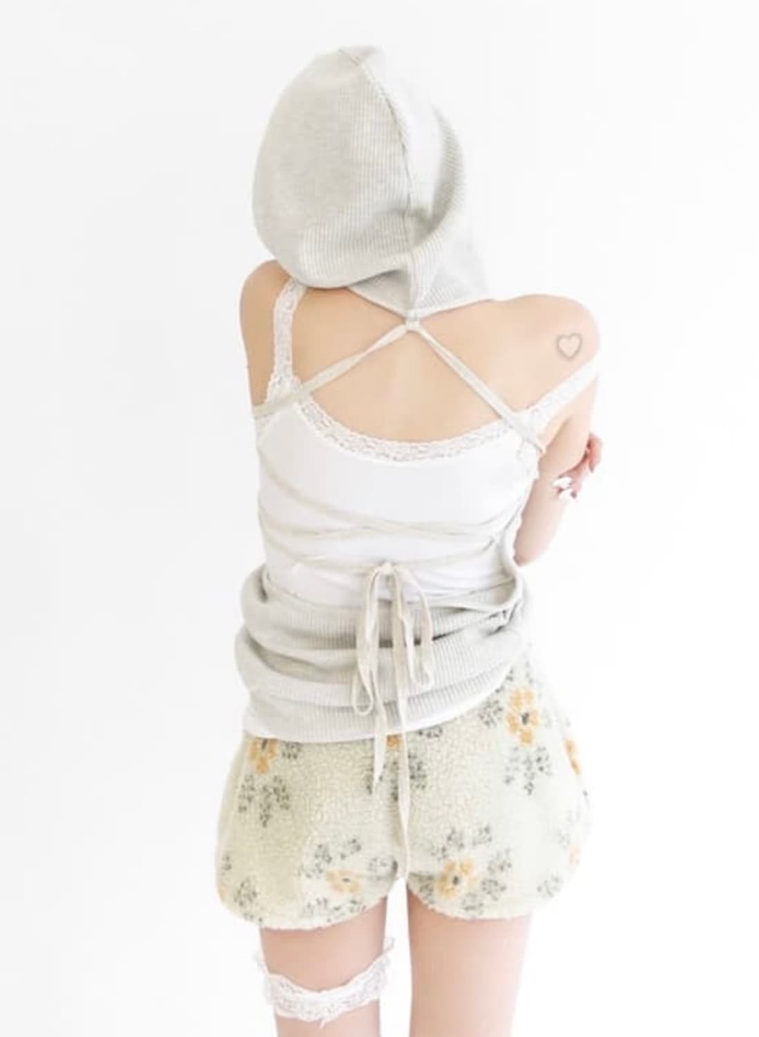 샵페어리 waffle halter neck hoodie(oatmeal) 상품이미지2