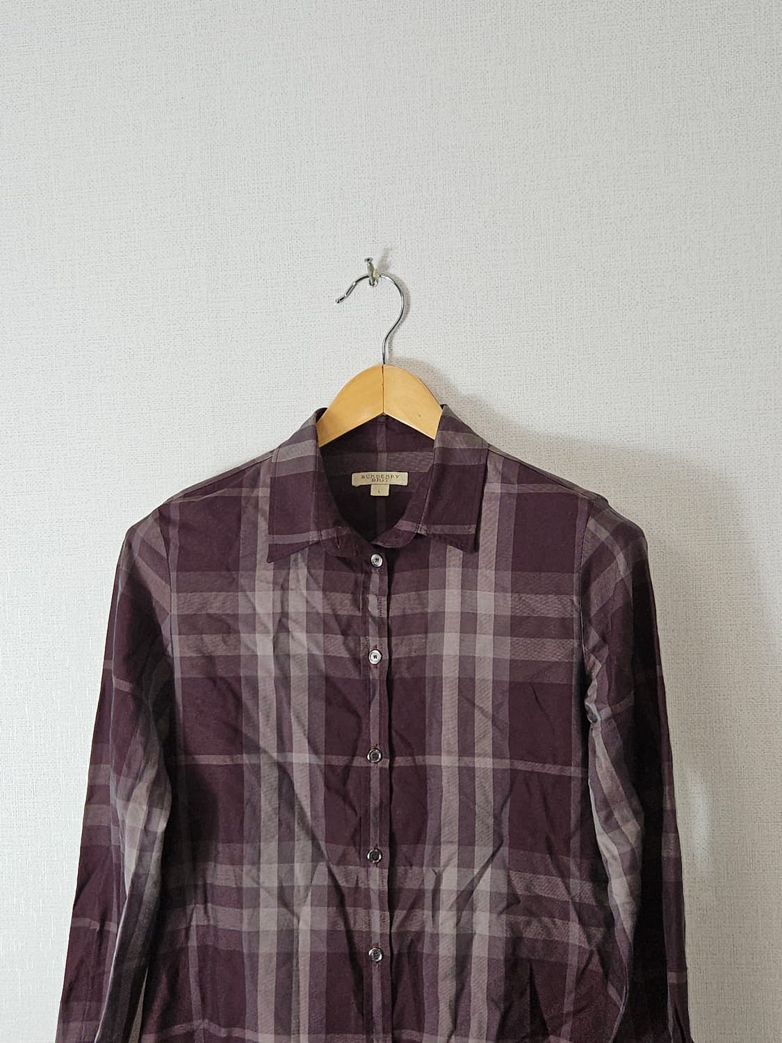 버버리 브릿 정품 와인 체크셔츠 여성 L (백화점 라벨) 거의 새상품 상품이미지1