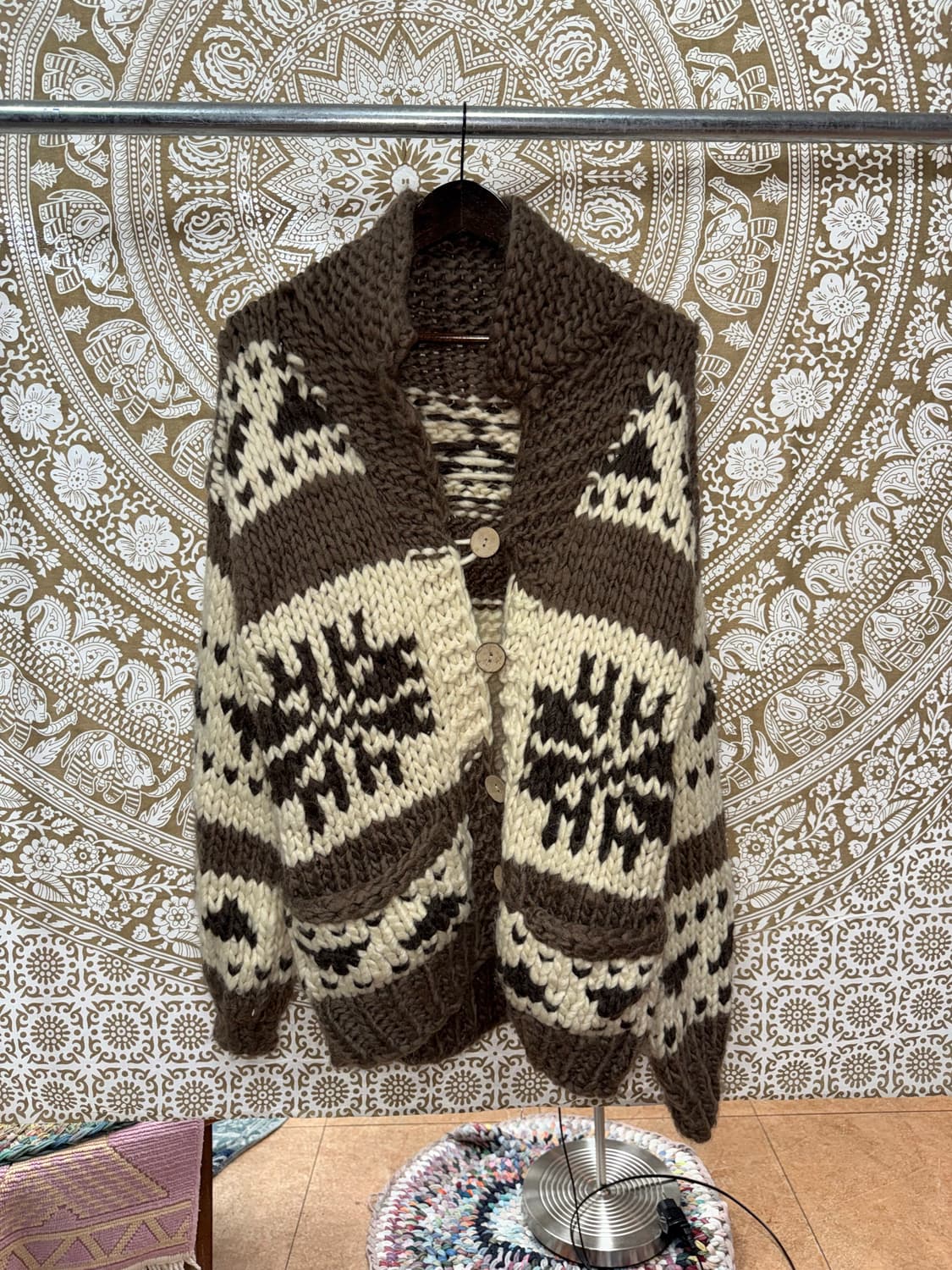 빈티지 코위찬 브라운 배색 니트 가디건  상품이미지3