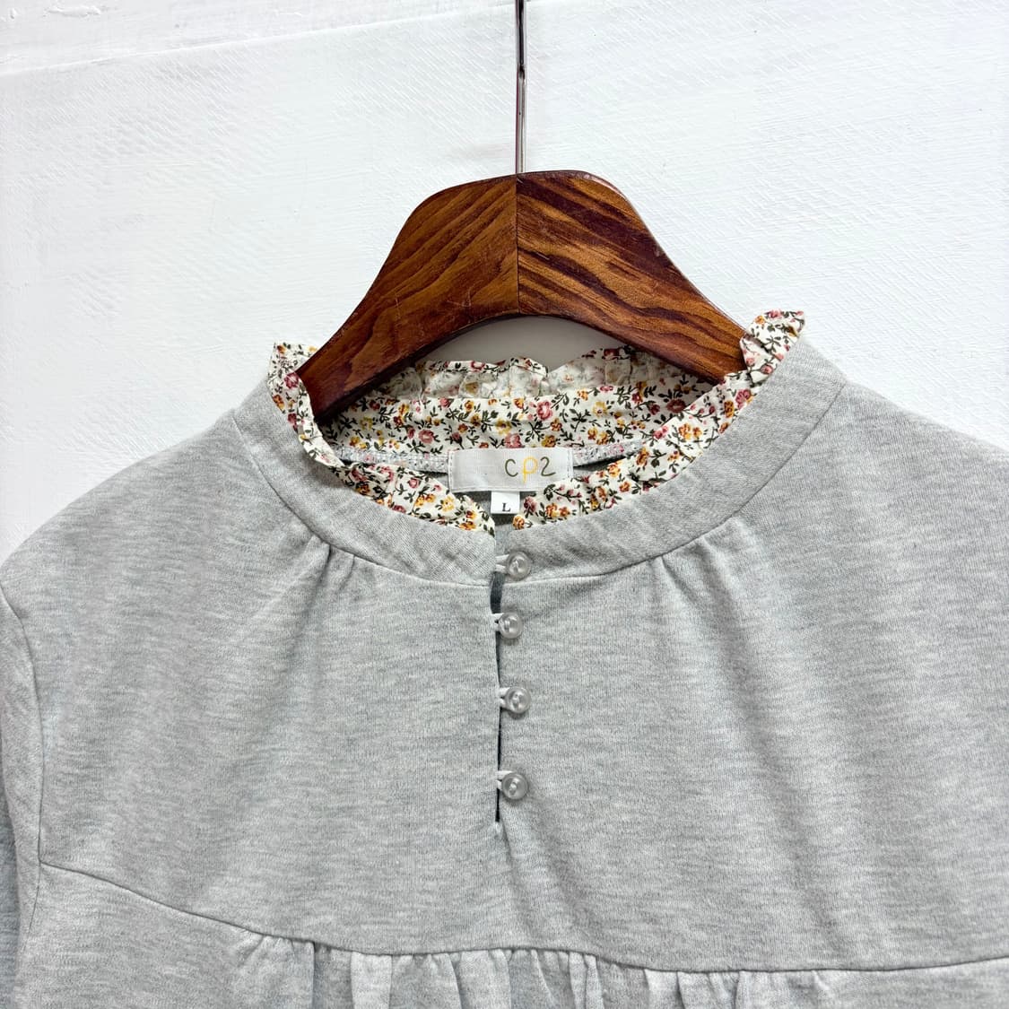 플라워 모리걸 하구미 셔링 헨리넥 롱슬리브 상품이미지2