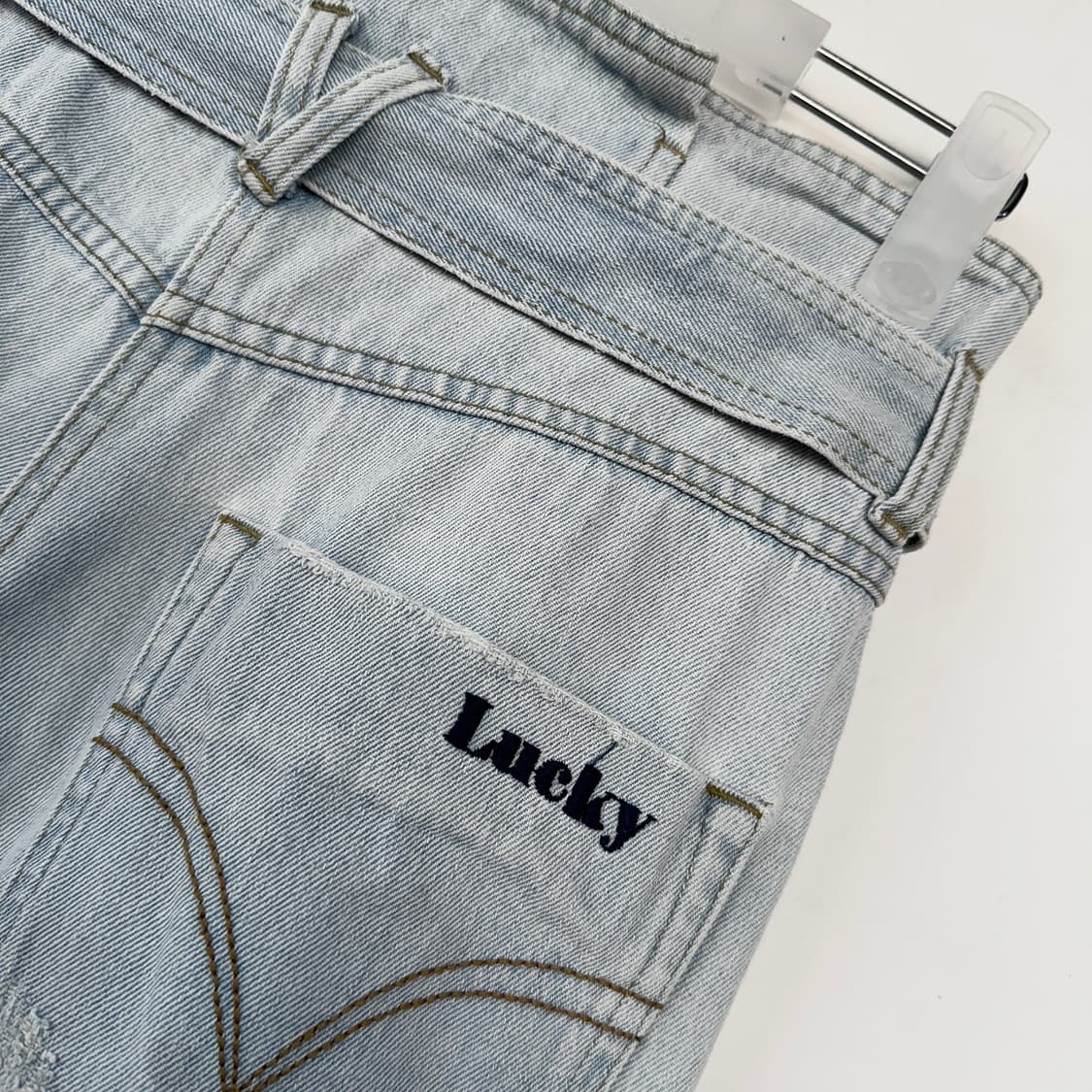 럭키슈에뜨 22 벨티드 와이드 데님 진 상품이미지4