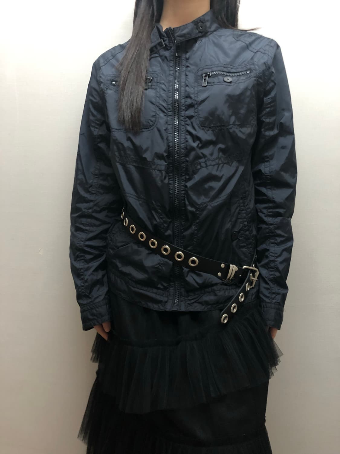 빈티지 블랙 펑크 포켓 바람막이 상품이미지1