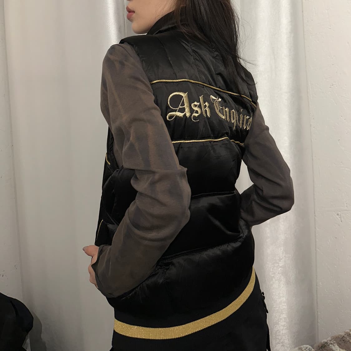 2000s 빈티지 ASK ENQUIRED 블랙 패딩 베스트 상품이미지7