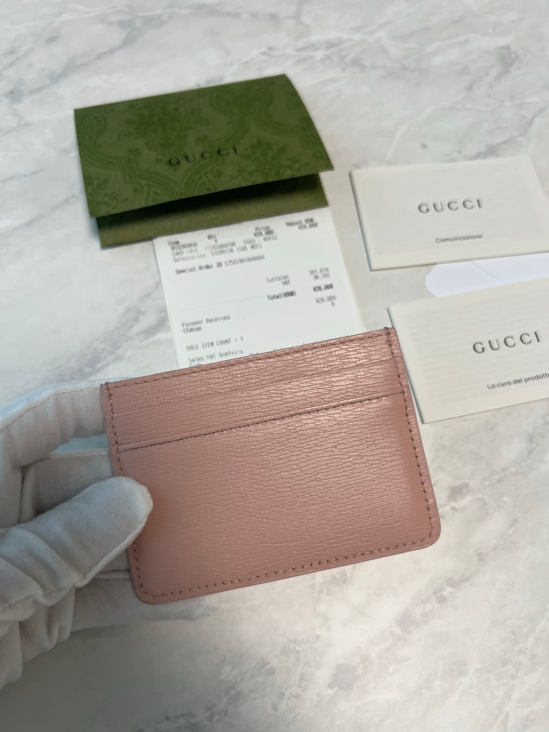 구찌 스크립트 라이트 레더 카드지갑 핑크 상품이미지2