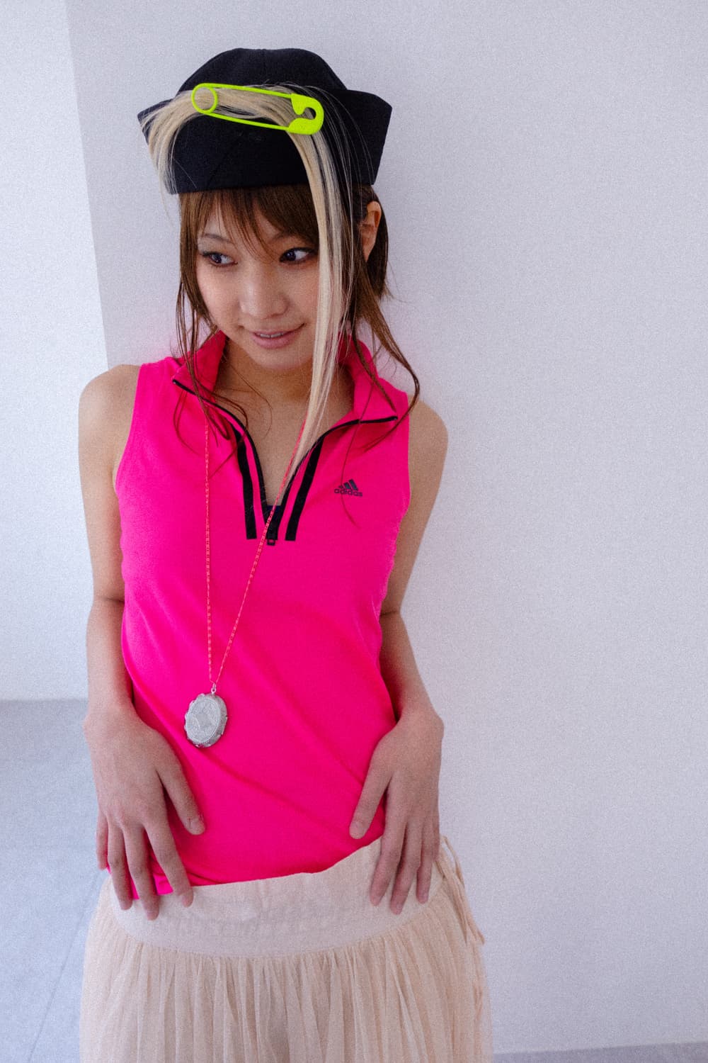 Adidas Neon Pink high-neck top 상품이미지1