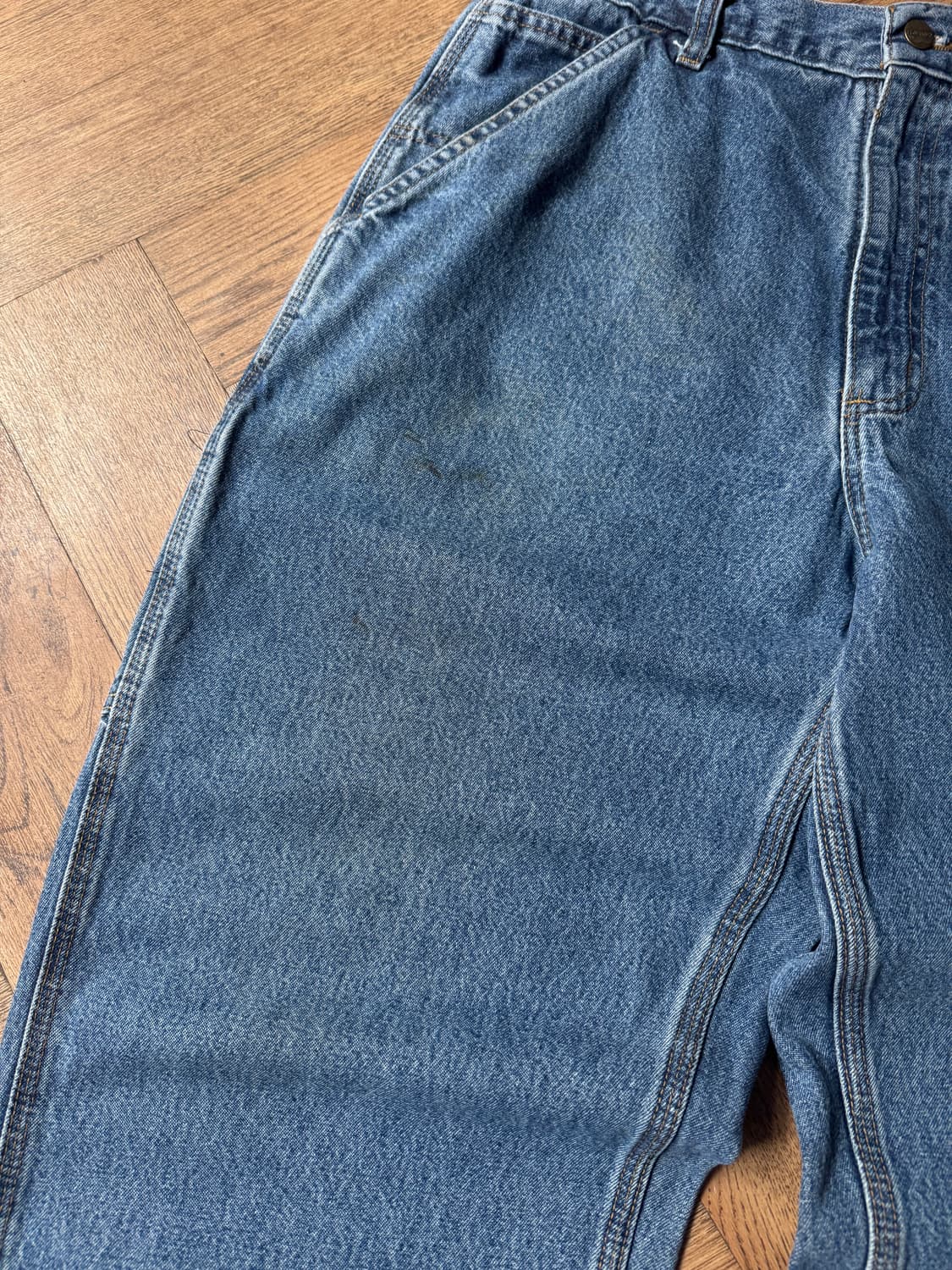 [35]칼하트 USA 미디엄블루 워싱 싱글니 카펜터 워크 데님 팬츠 상품이미지4