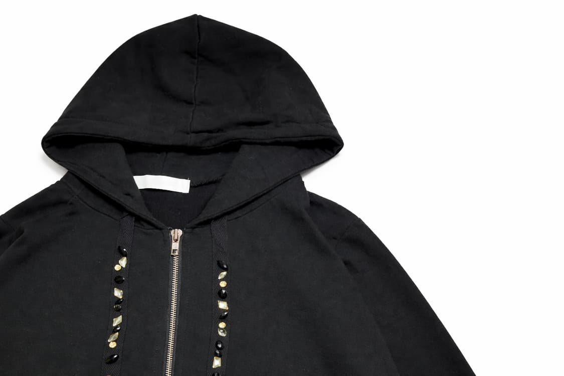 JPN 일본 빈티지 Y2K 갸루 세실맥비 블랙 큐빅 크롭 후드집업 M 상품이미지4