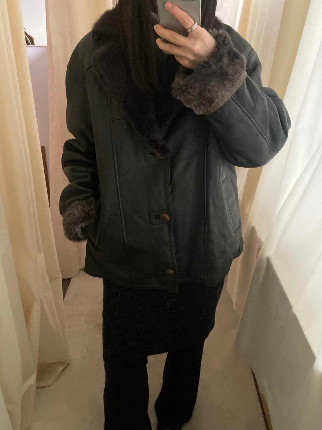 mink collar sheepskin mouton jacket 상품이미지10