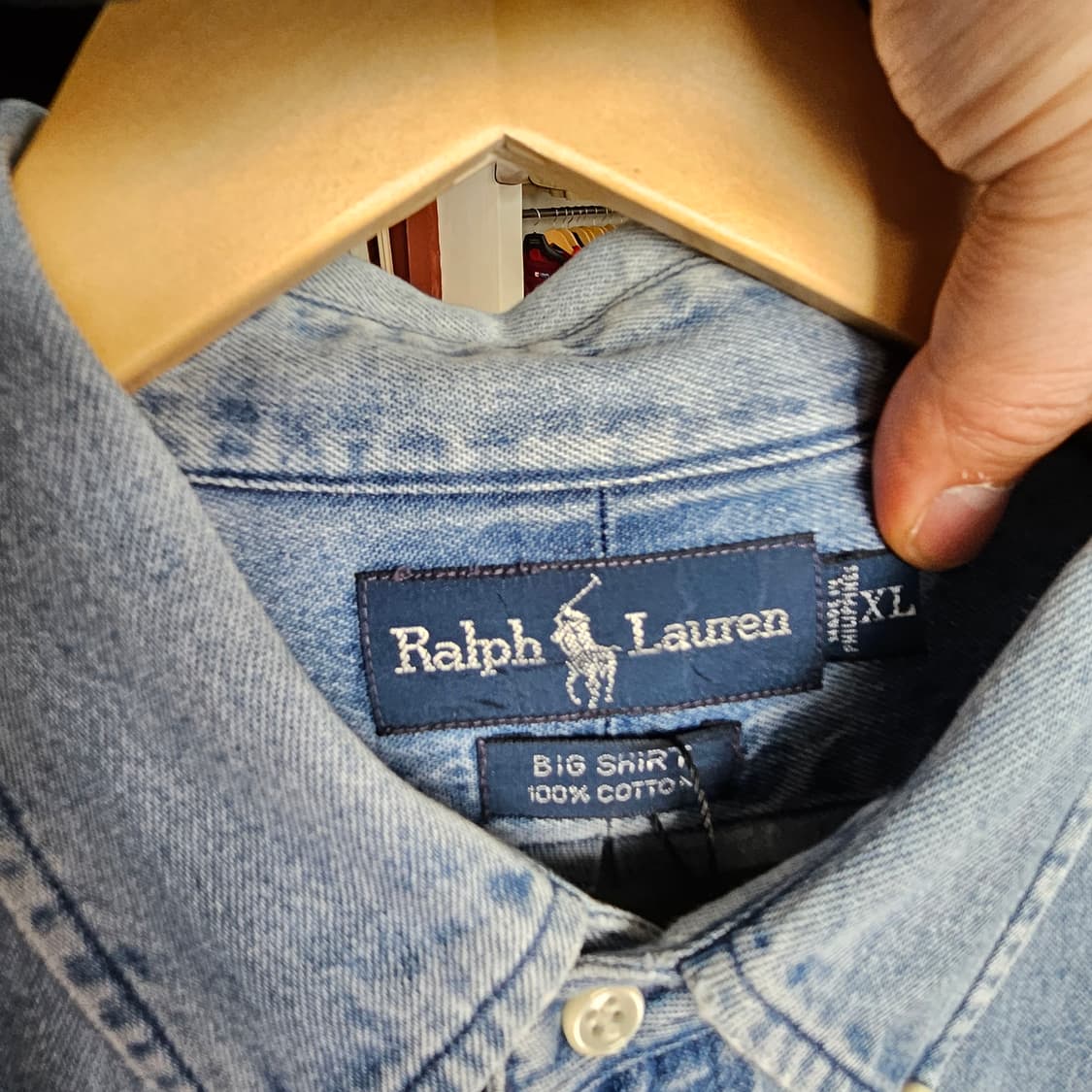 90s 폴로 빅 셔츠 데님 (표기 사이즈 XL) 상품이미지2