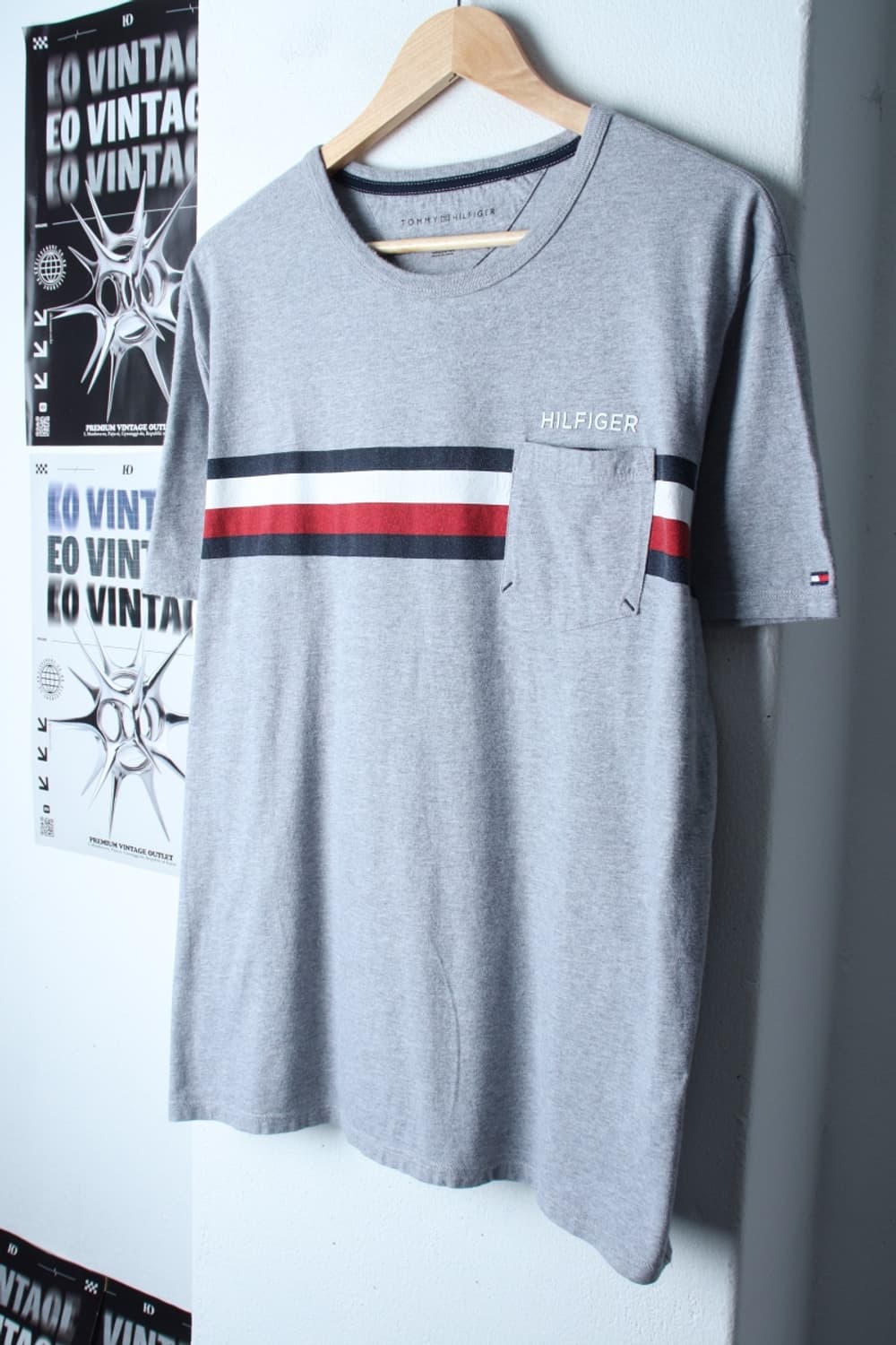 (L-XL) 타미힐피거 반팔 티셔츠 포켓 그레이 올드스쿨-H30083 상품이미지1