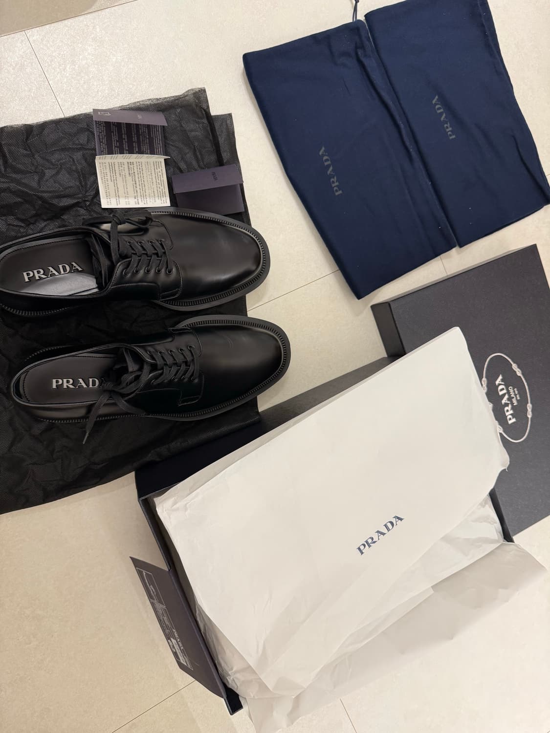 (새제품) PRADA 프라다 브러쉬드 가죽 더비 슈즈 상품이미지10