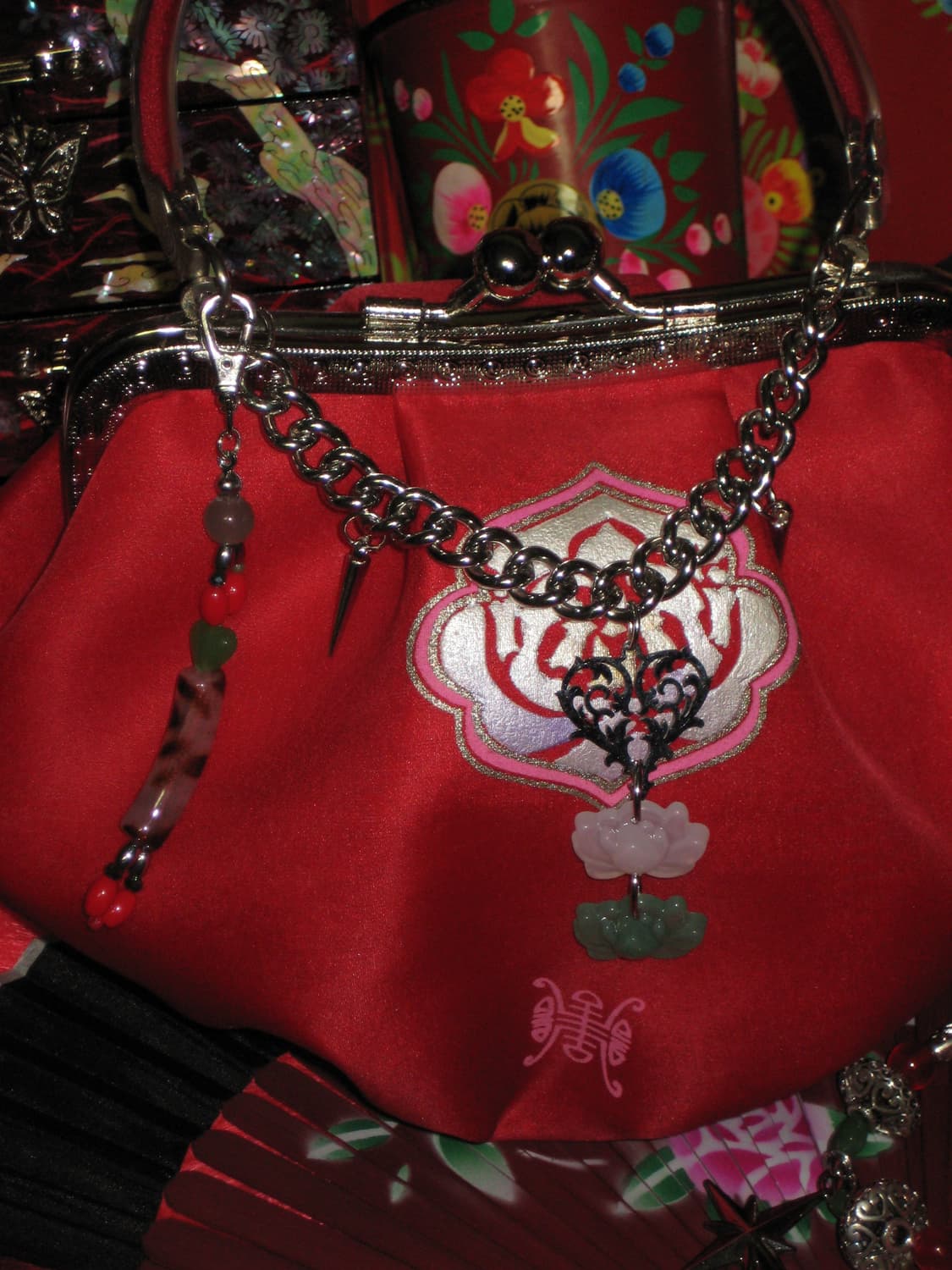 오리엔탈 연꽃키링 레드복조리 백 체인메이드 상품이미지3