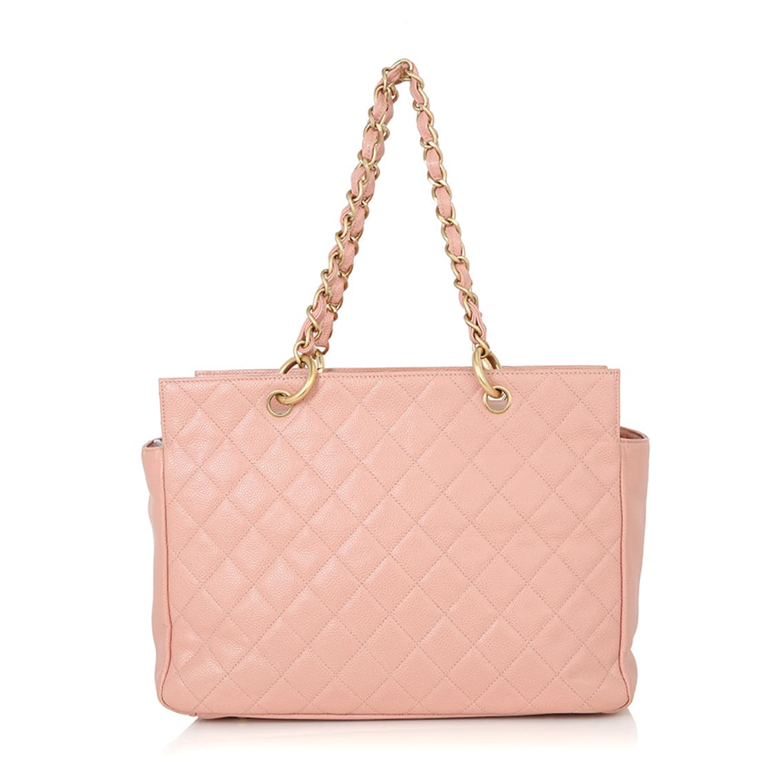샤넬 클래식 핑크 캐비어 정방토트 체인백 빈티지 샤핑백 라지 상품이미지4