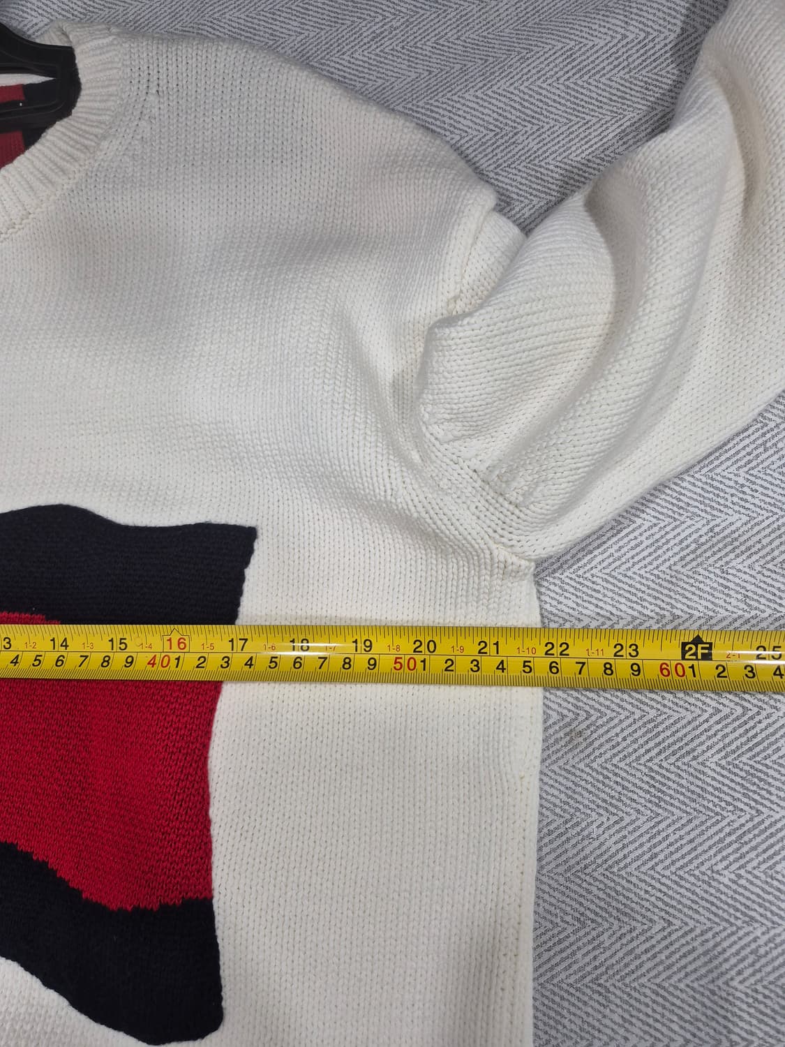 타미힐피거 니트 플래그 빅로고 포인트  울 스웨터 아이보리 남성 100 상품이미지7