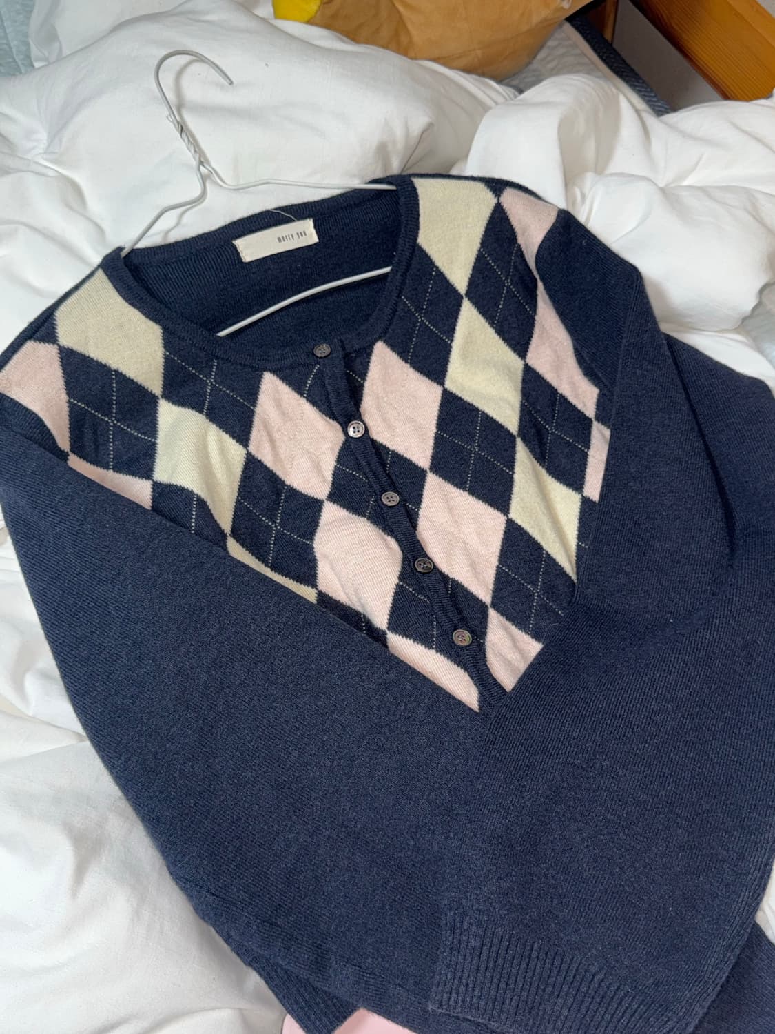 아가일 딸기화이트초코 네이비 가디건 상품이미지1