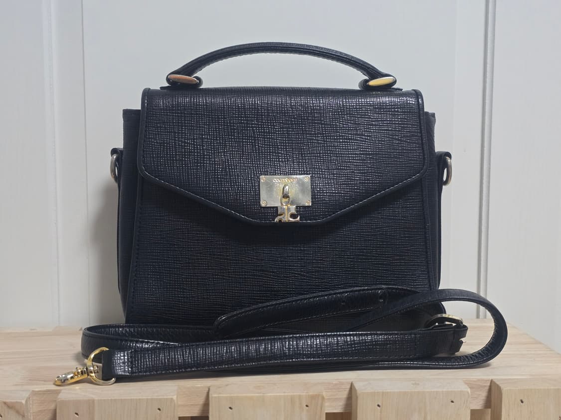 Courreges 꾸레쥬 레더 블랙 숄더 토트백 상품이미지3