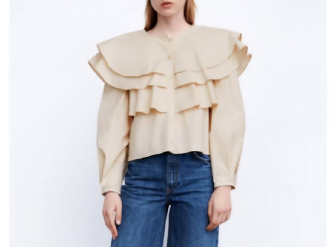 [66]자라 러플 팝린 셔츠 상품이미지1