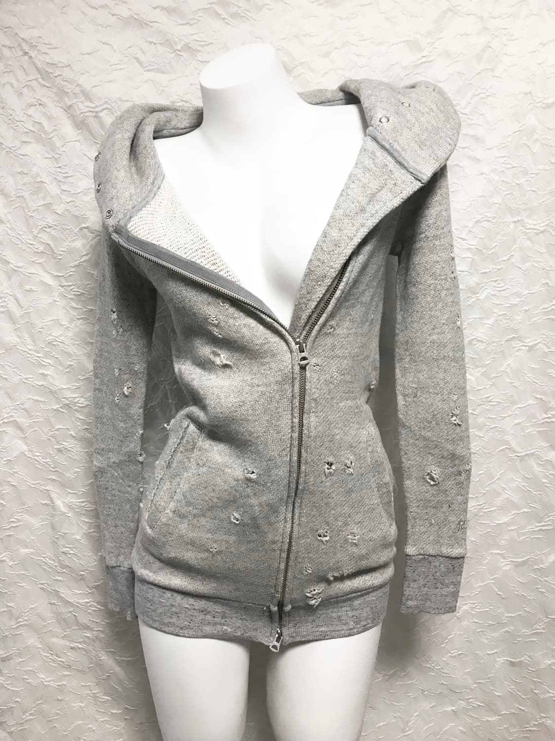 빈티지 고아깔 아카이브 데미지 사선 지퍼 투웨이 집업  상품이미지2