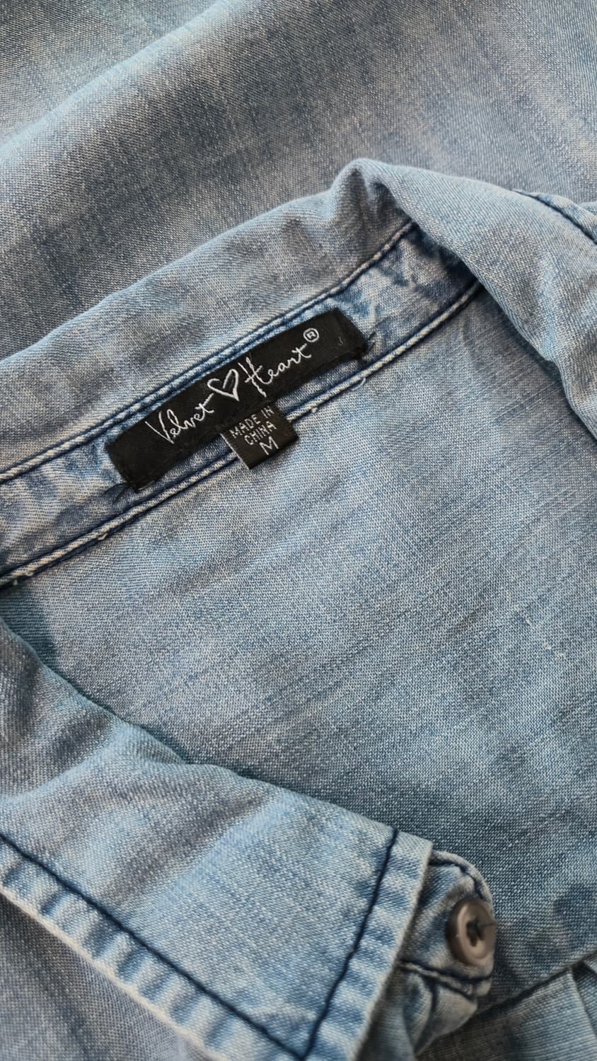 벨벳하트 텐셀 100 셔츠 원피스 M 연청 데님 튜닉 부드러운 상품이미지6