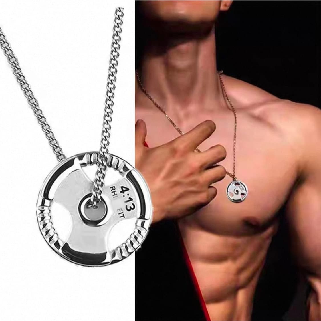 S925 바벨 플레이트 맞춤 각인 펜던트 상품이미지2