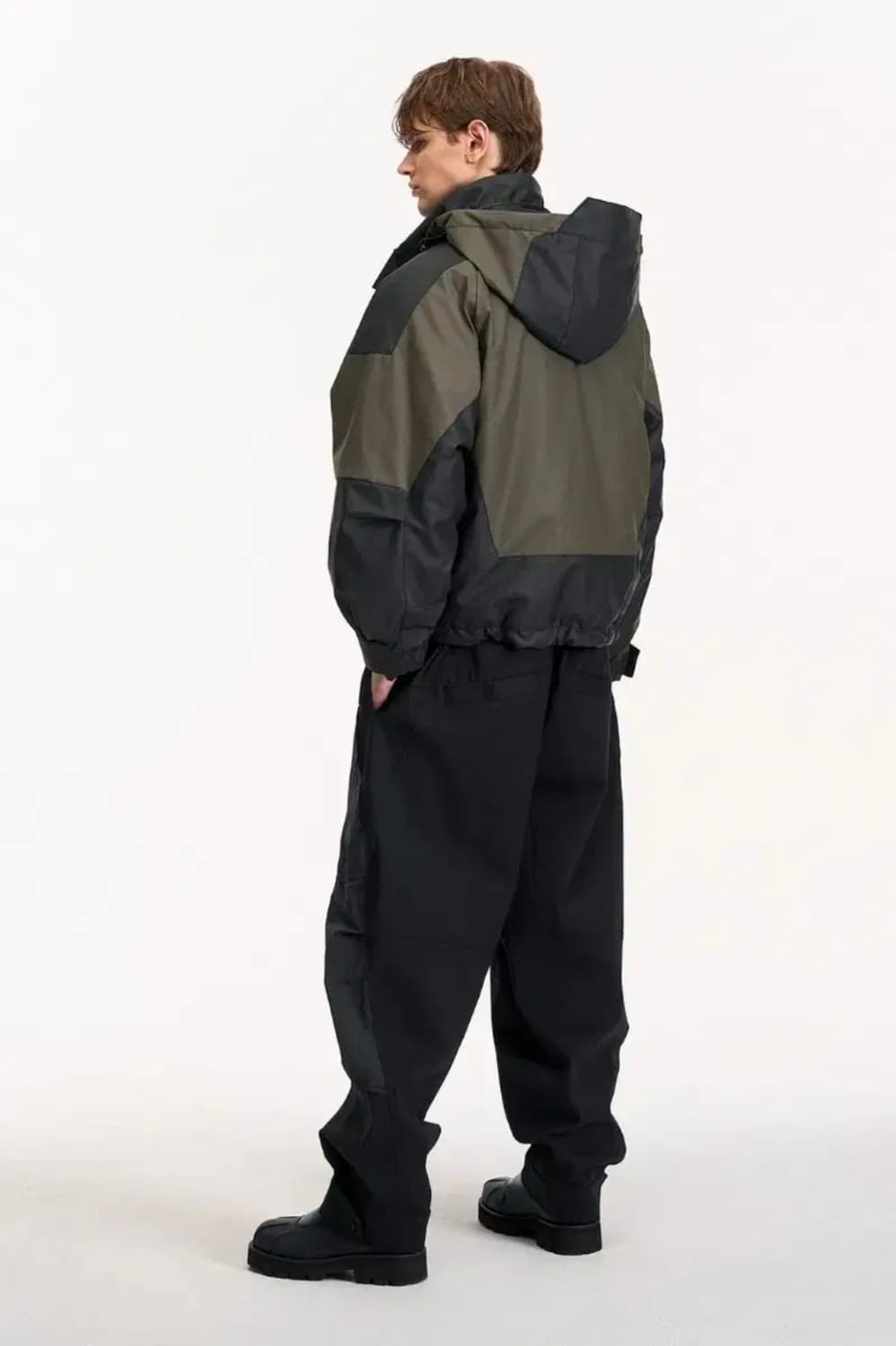 [78(30~32)] 시스템옴므 텍스처 블록 사이드 와이드 밴딩 팬츠 상품이미지2