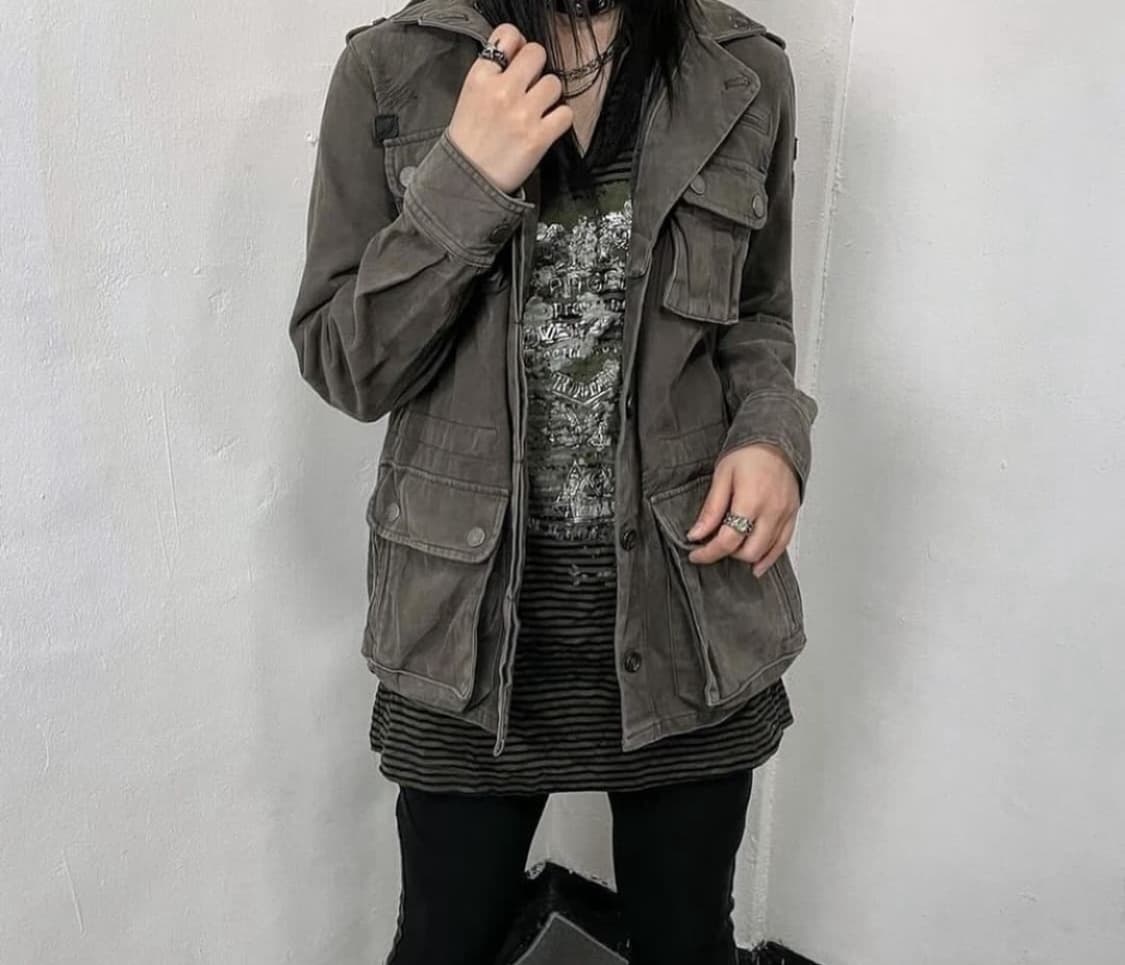 빈티지 밀리터리 카키 자켓 상품이미지1