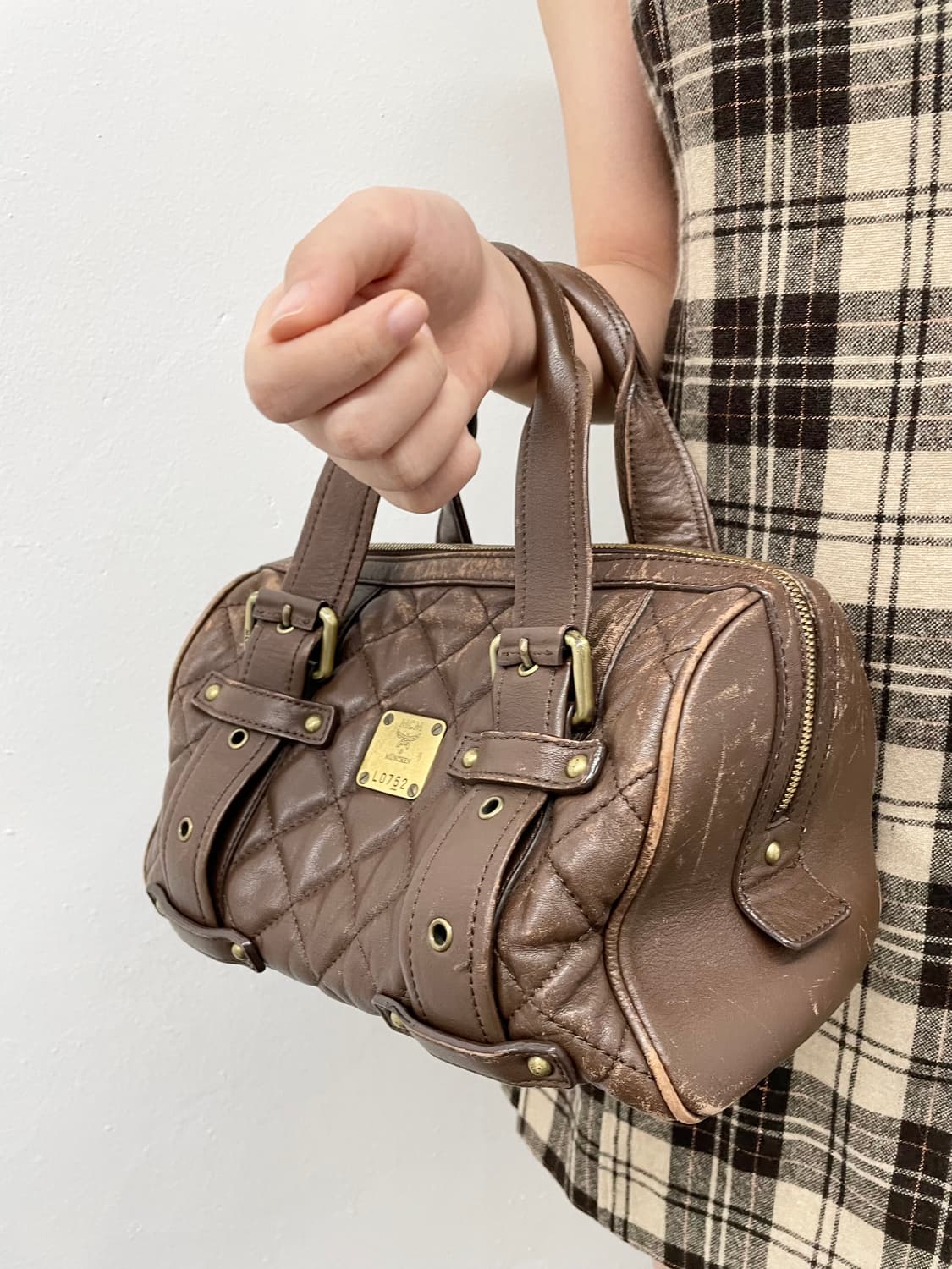 mcm 브라운 퀼팅 레더 보스톤백 *극레어 상품이미지4