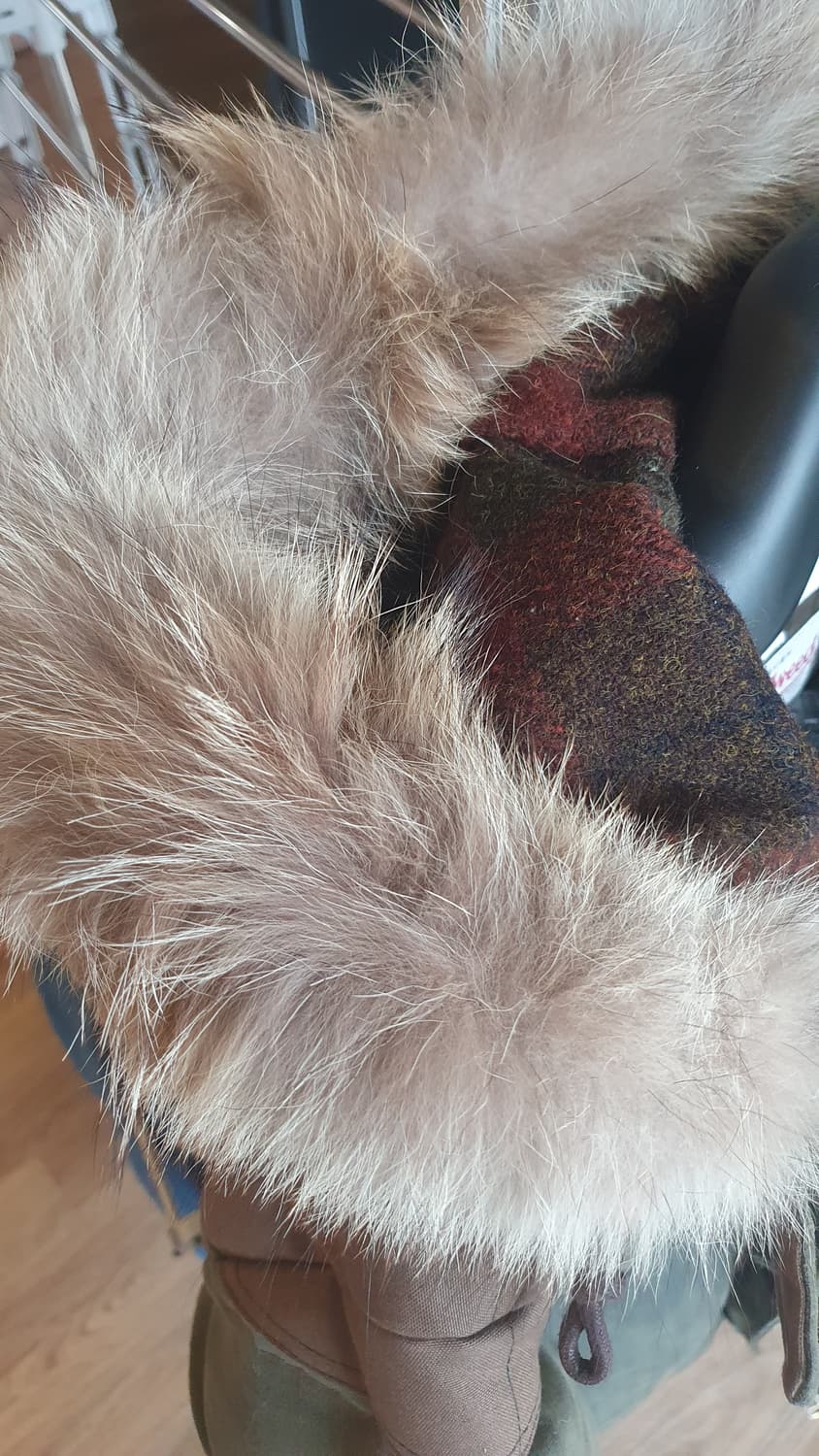 이스트로그 해리스트위드 퍼 후드 패딩 왁싱자켓 L 상품이미지3